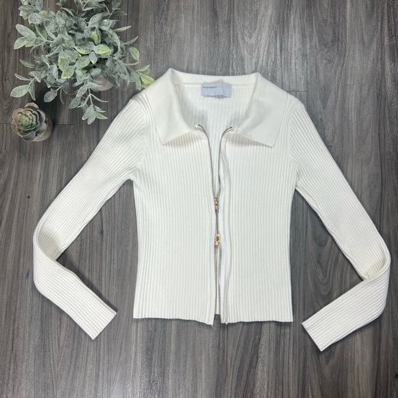 Style Addict Double Zip White Knit Sweater - Picture 3 of 13